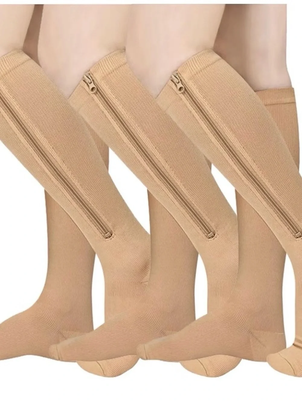 3 pair Zippered Compression Socks Toe Style XXXL